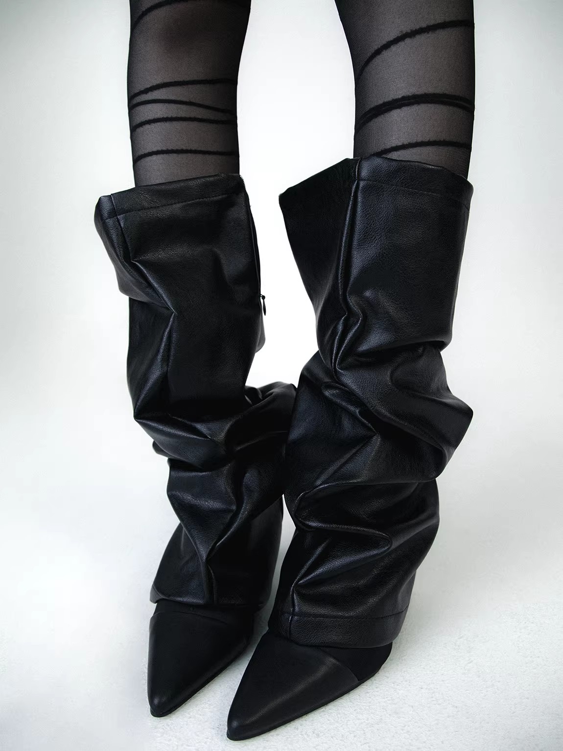 Knee Sleeve Pair - Calcetines de cuero sintético PU para